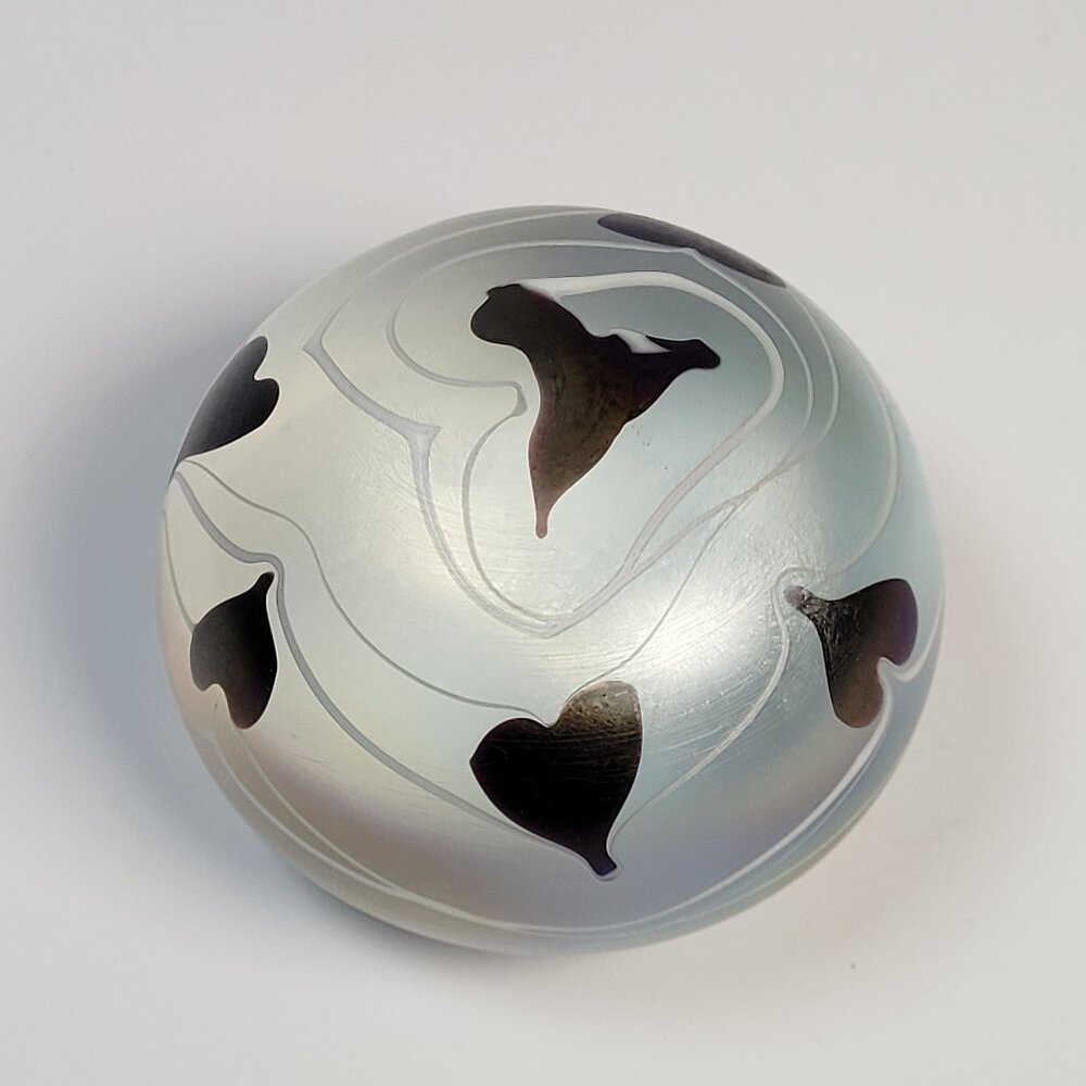 Art Glass Paperweight Heart Iridescent 2" x 3" Unbranded